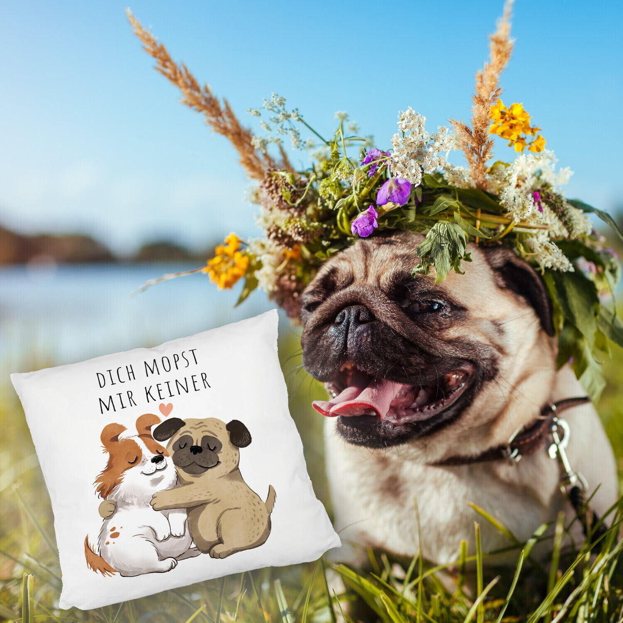 Mops Kissen mit Spruch Dich mopst mir keiner