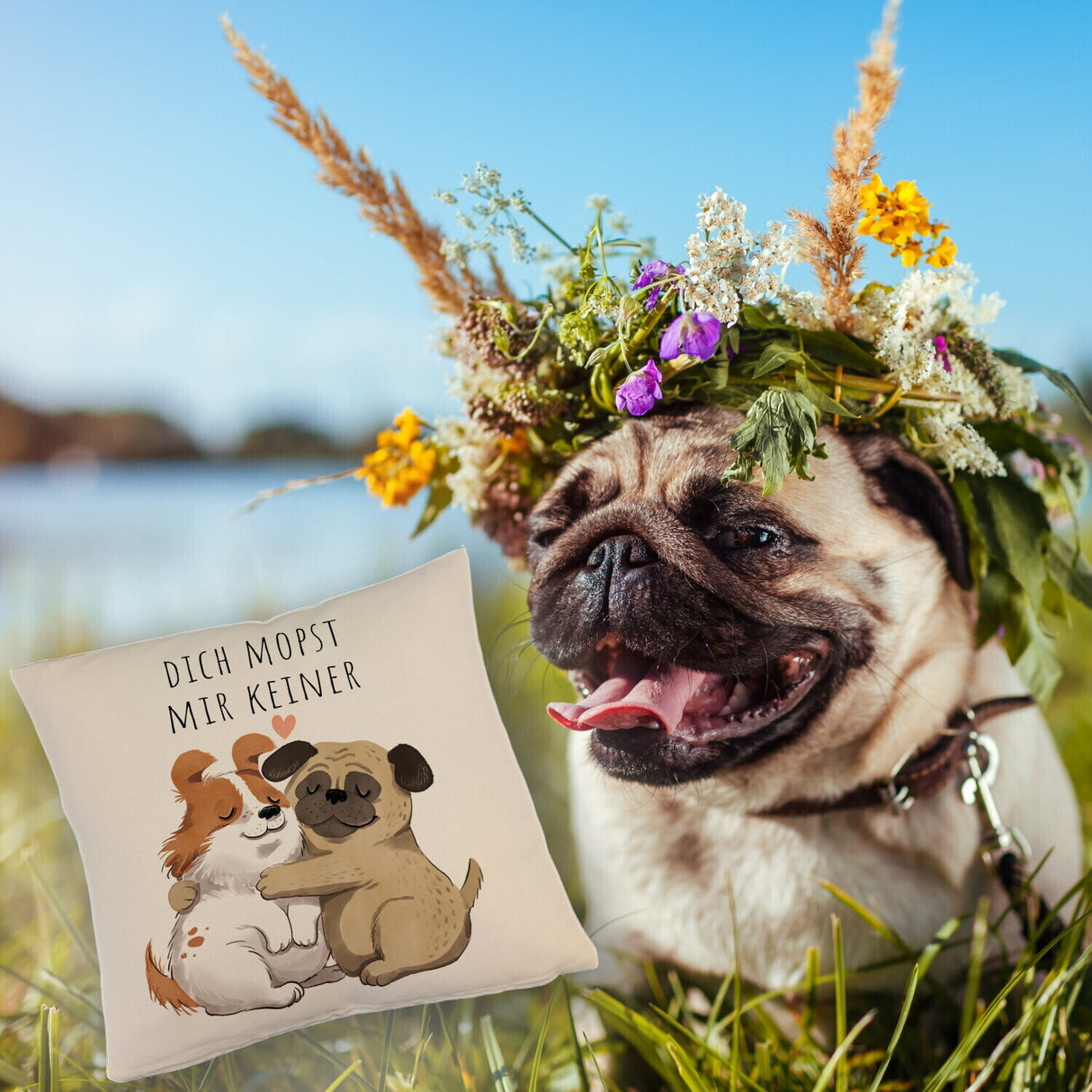 Mops Kissen mit Spruch Dich mopst mir keiner
