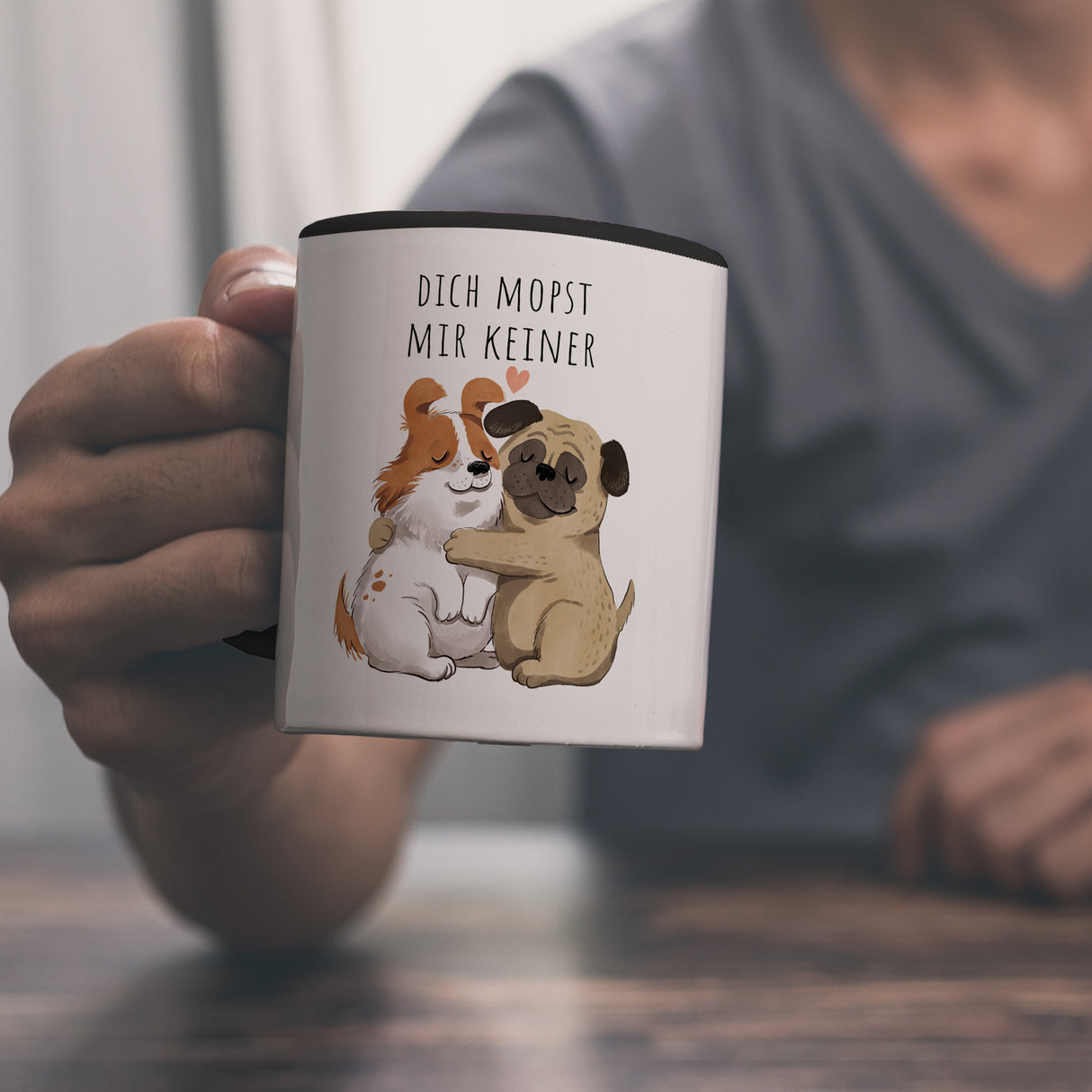 Mops Kaffeebecher mit Spruch Dich mopst mir keiner