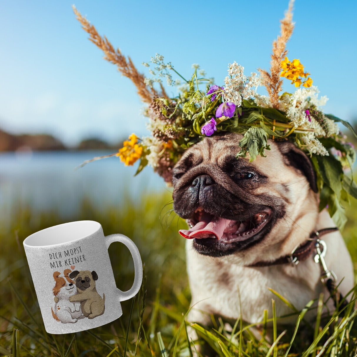 Mops Kaffeebecher mit Spruch Dich mopst mir keiner