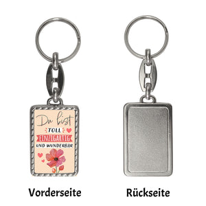 Blume Schlüsselanhänger mit Spruch Du bist toll einzigartig und wunderbar