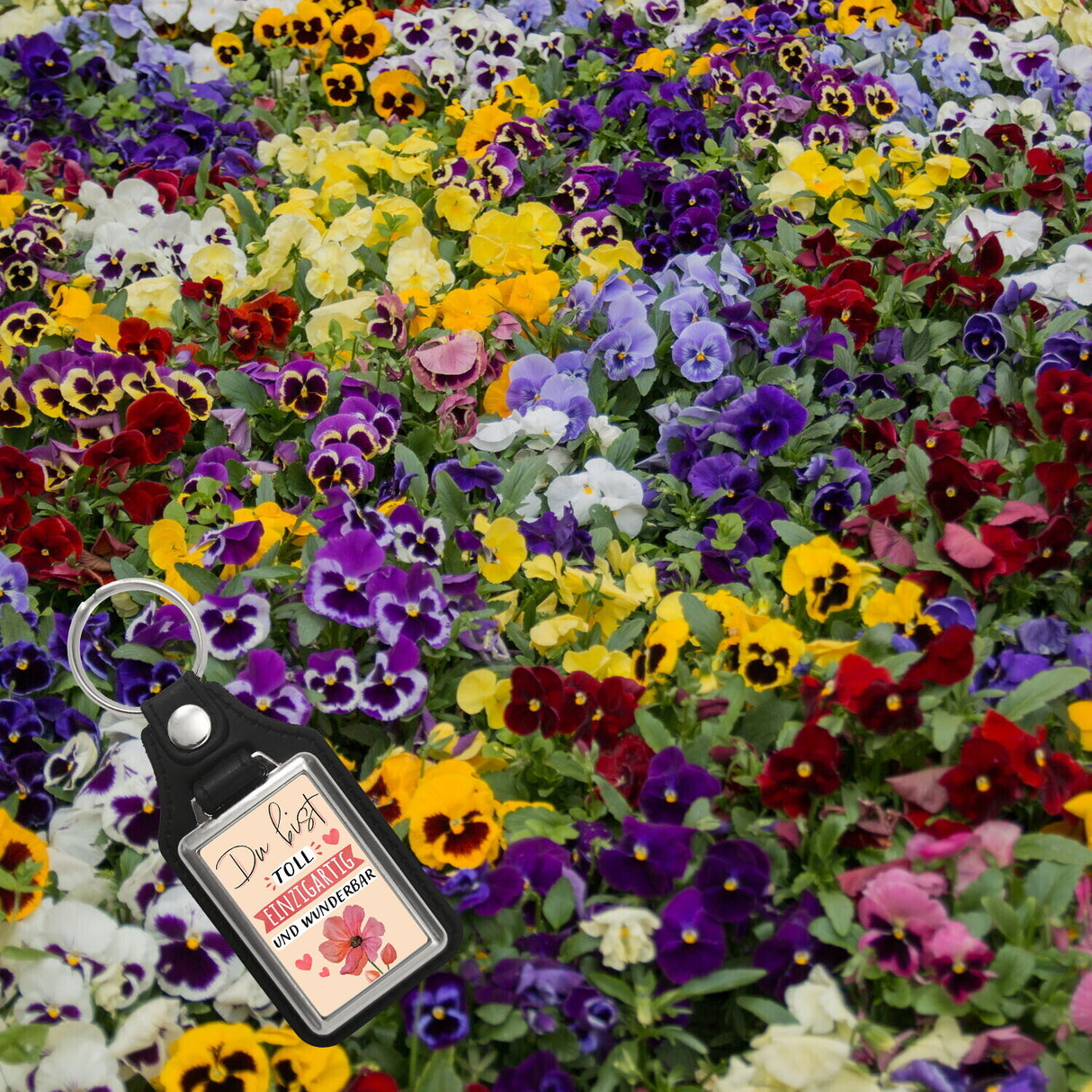 Blume Schlüsselanhänger mit Spruch Du bist toll einzigartig und wunderbar