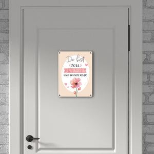 Blume Metallschild in 15x20 cm mit Spruch Du bist toll einzigartig und wunderbar