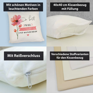 Blume Kissen mit Spruch Du bist toll einzigartig und wunderbar