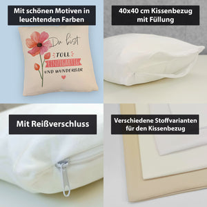 Blume Kissen mit Spruch Du bist toll einzigartig und wunderbar