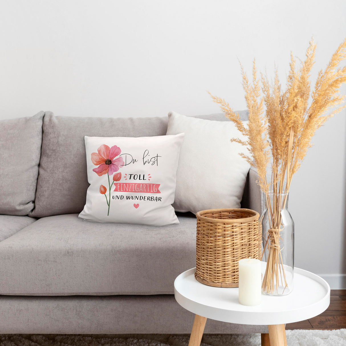 Blume Kissen mit Spruch Du bist toll einzigartig und wunderbar