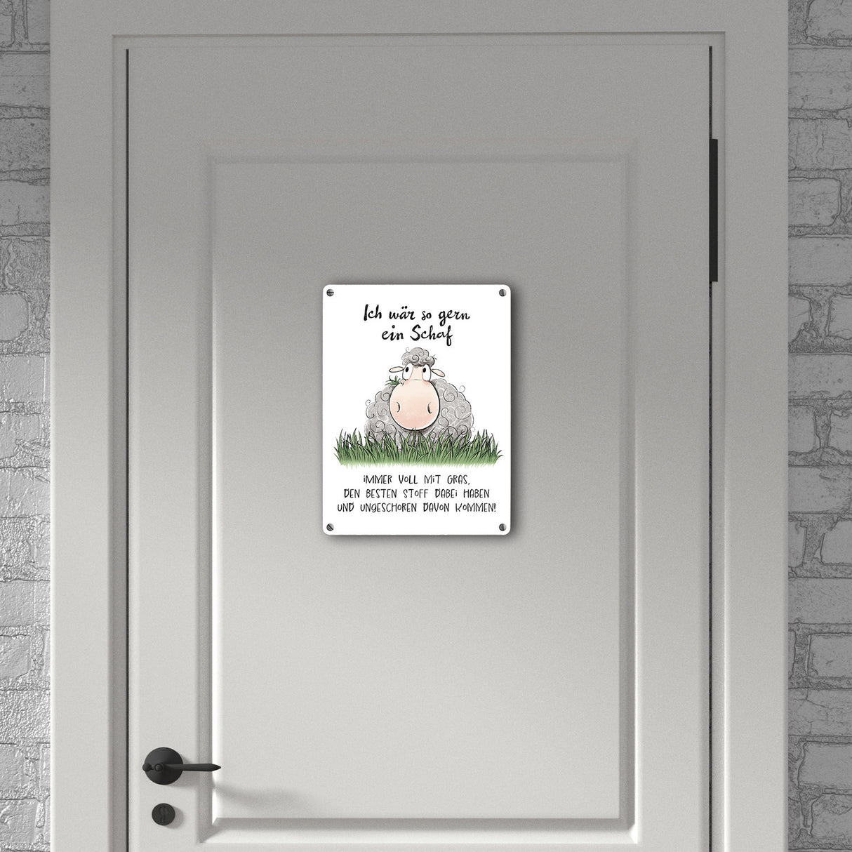 Schaf Metallschild in 15x20 cm mit Spruch ich wär so gern ein Schaf