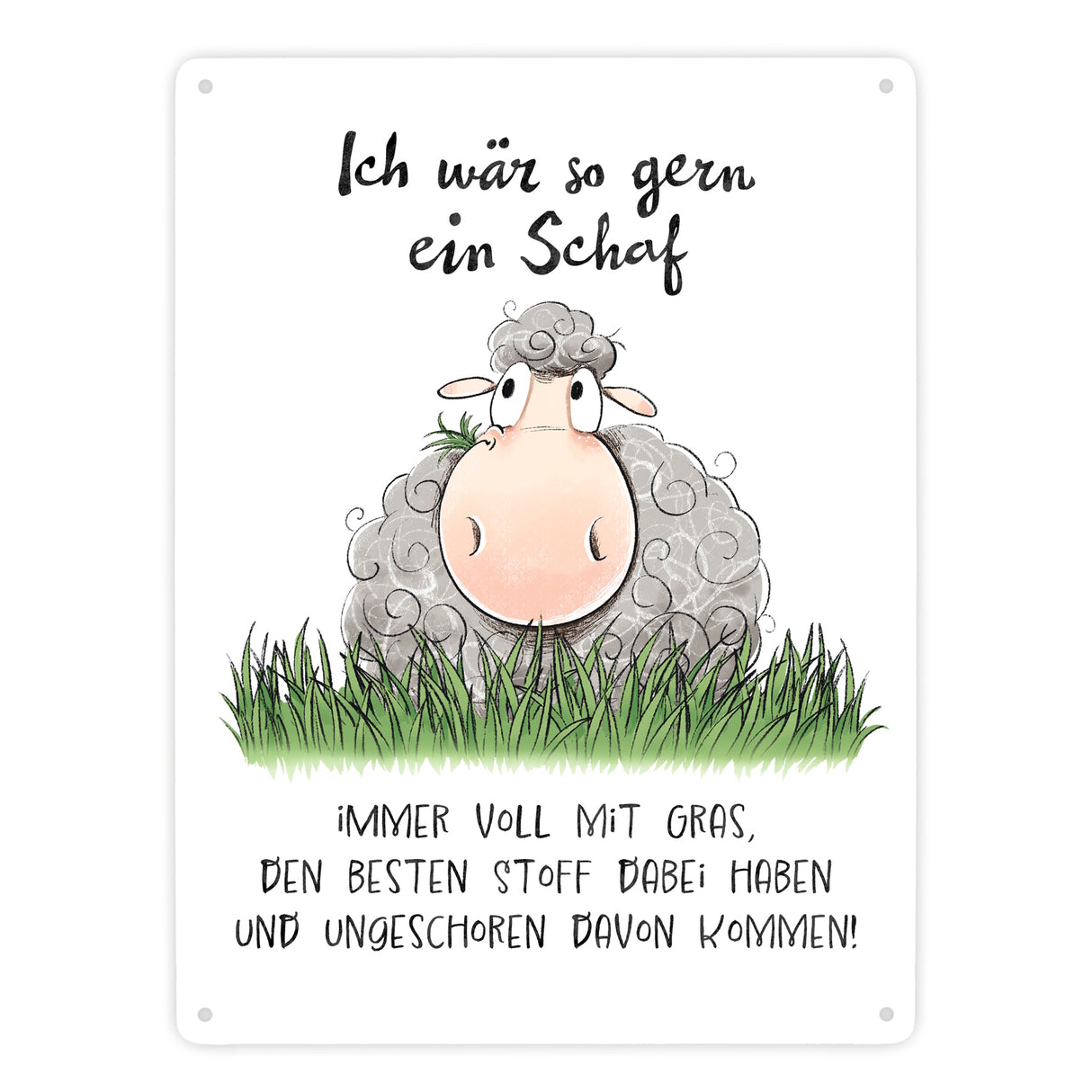 Schaf Metallschild in 15x20 cm mit Spruch ich wär so gern ein Schaf