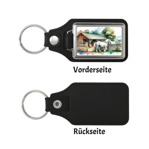 weiße Pferde auf der Koppel Schlüsselanhänger