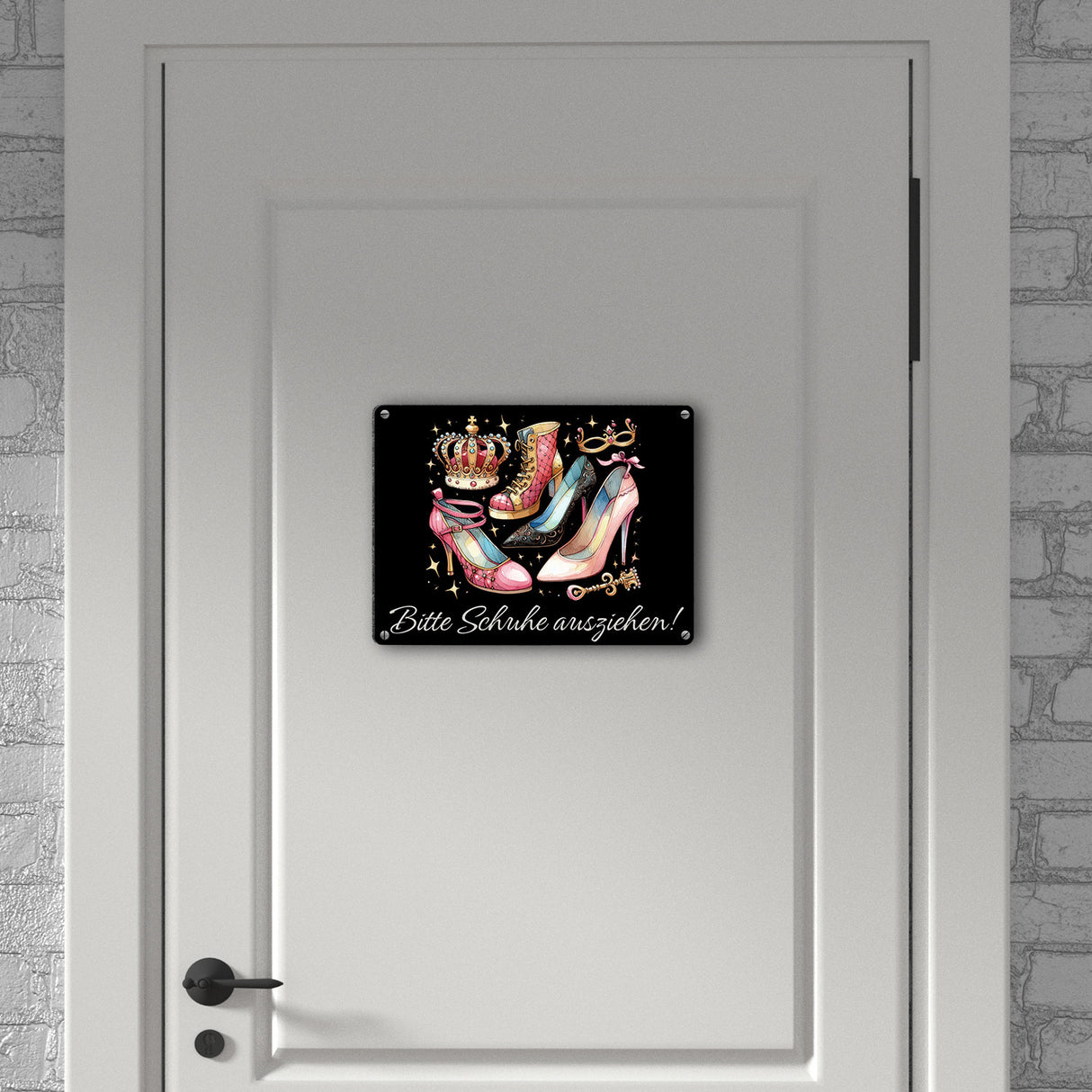 Schuhe ausziehen Metallschild in 15x20 cm mit Spruch Bitte Schuhe ausziehen