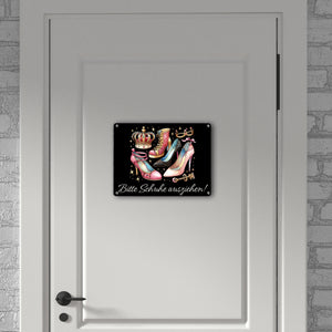 Schuhe ausziehen Metallschild in 15x20 cm mit Spruch Bitte Schuhe ausziehen