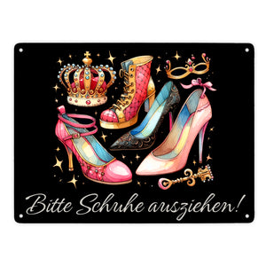 Schuhe ausziehen Metallschild in 15x20 cm mit Spruch Bitte Schuhe ausziehen