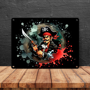 Pirat Metallschild in 15x20 cm