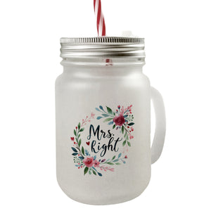 Mrs Right Trinkglas mit Bambusdeckel