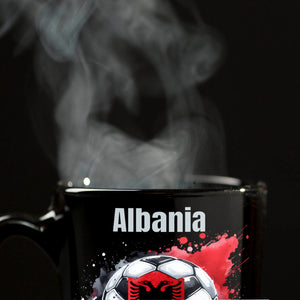 Fußball Albanien Flagge Tasse in Schwarz