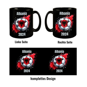 Fußball Albanien Flagge Tasse in Schwarz