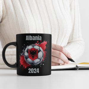 Fußball Albanien Flagge Tasse in Schwarz