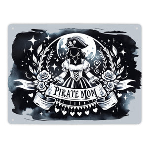 Piratenbraut Metallschild in 15x20 cm mit Spruch Pirate Mom