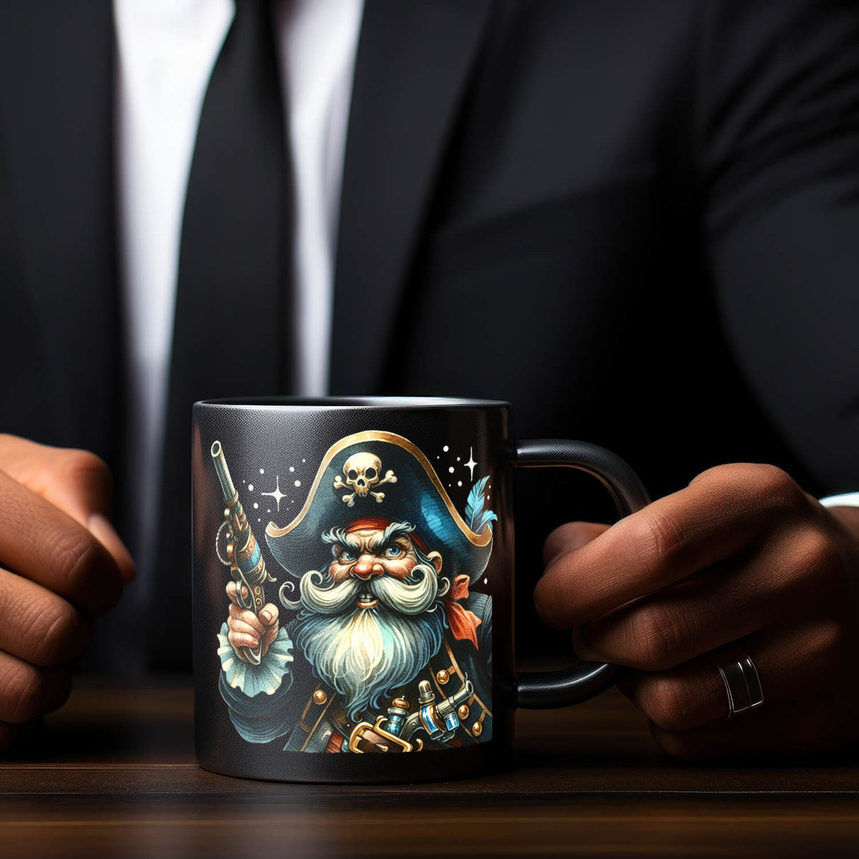 böser Pirat Tasse in Schwarz