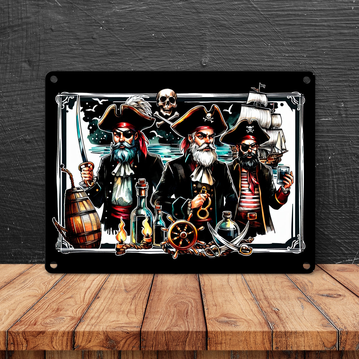 Triumphierende Piraten Metallschild in 15x20 cm