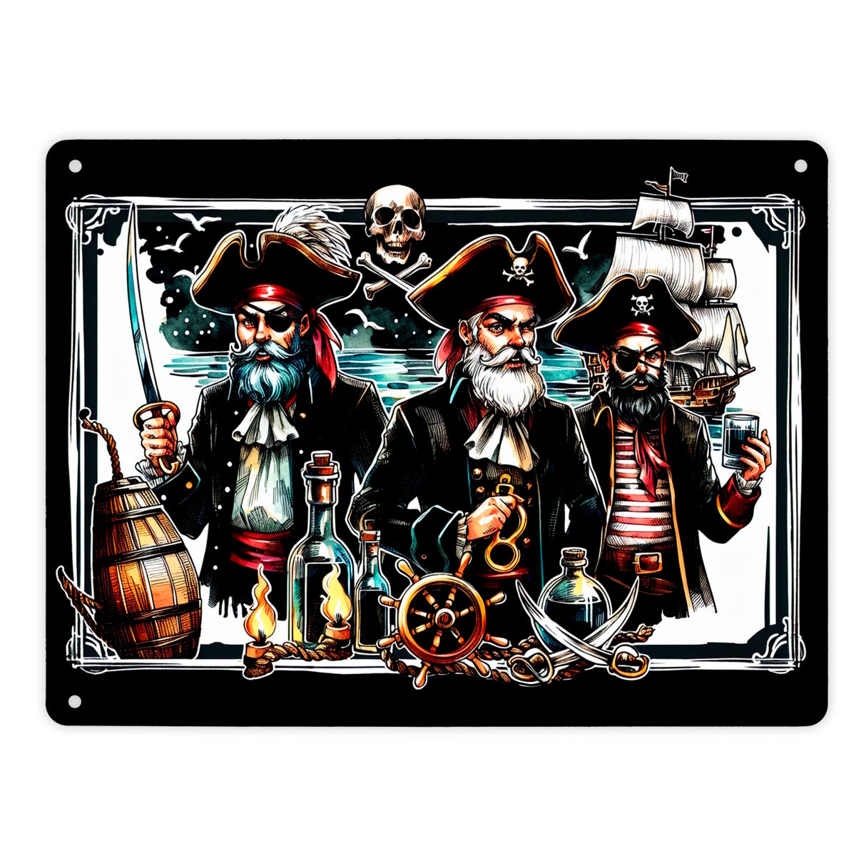 Triumphierende Piraten Metallschild in 15x20 cm