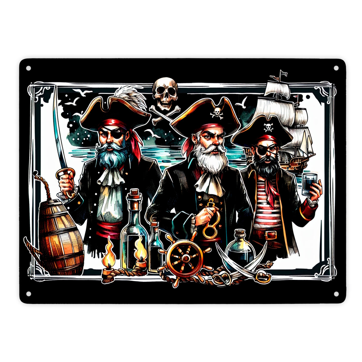 Triumphierende Piraten Metallschild in 15x20 cm