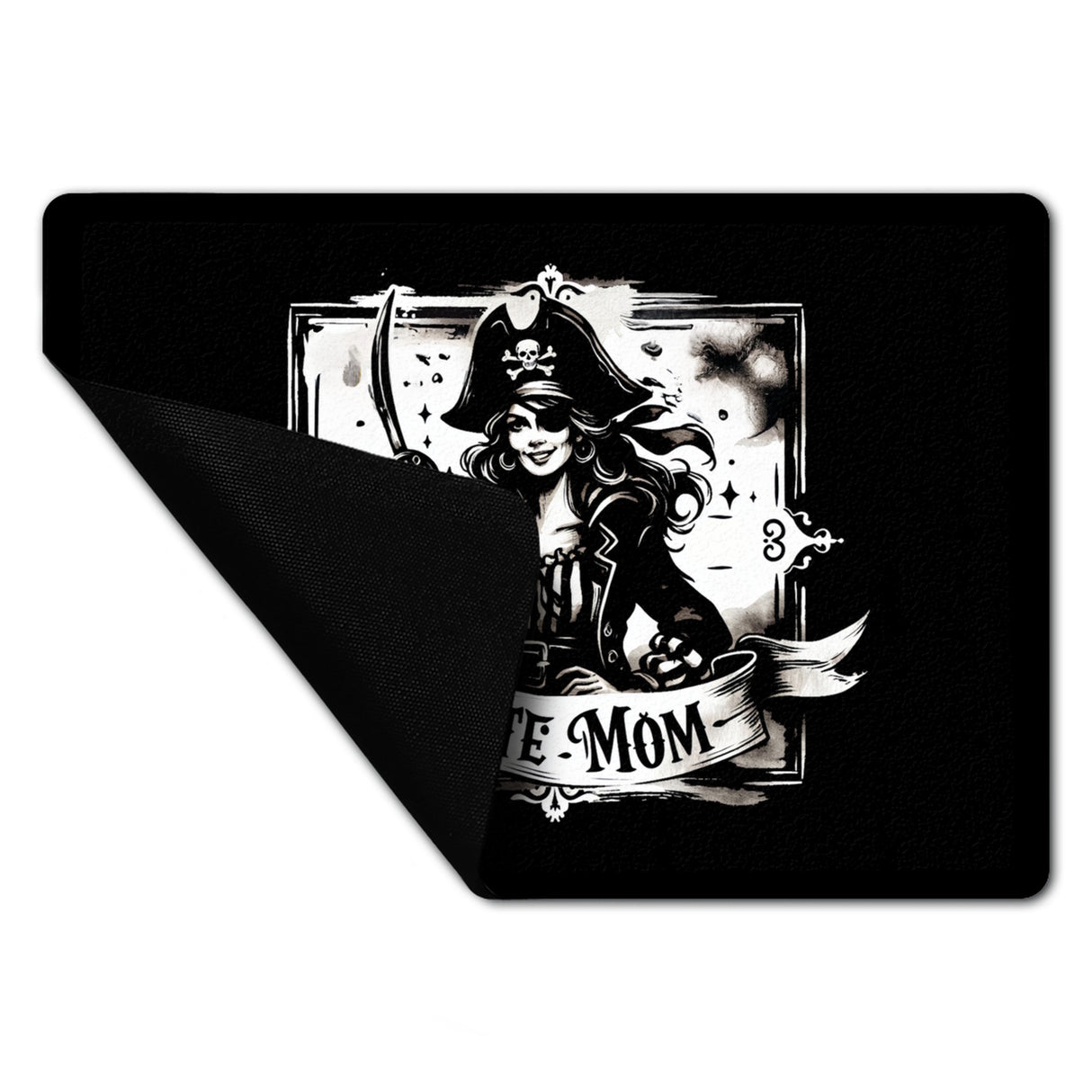 Piratenbraut mit Säbel Fußmatte in 35x50 cm ohne Rand mit Spruch Pirate Mom