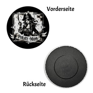 Piratenbraut mit Säbel Magnet rund mit Spruch Pirate Mom