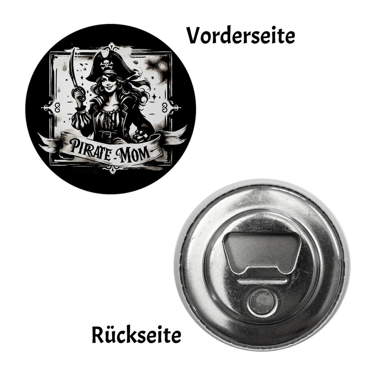 Piratenbraut mit Säbel Magnet rund mit Spruch Pirate Mom