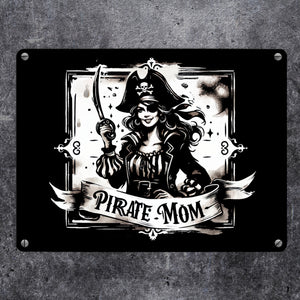 Piratenbraut mit Säbel Metallschild in 15x20 cm mit Spruch Pirate Mom