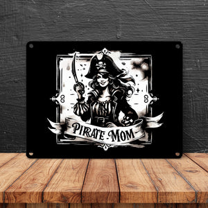 Piratenbraut mit Säbel Metallschild in 15x20 cm mit Spruch Pirate Mom