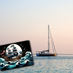 Piratenschiff auf hoher See Metallschild in 15x20 cm