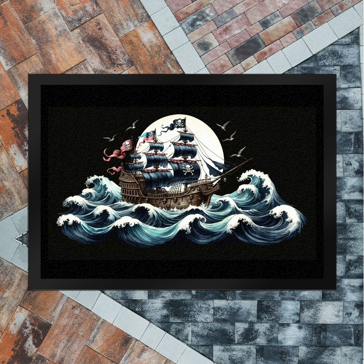 Piratenschiff auf hoher See Fußmatte in 35x50 cm