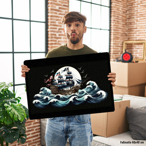 Piratenschiff auf hoher See Fußmatte in 35x50 cm ohne Rand