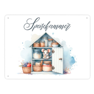 Speisekammer mit Maus Metallschild in 15x20 cm