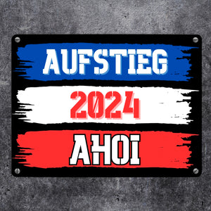 Kiel Aufstieg 2024 Metallschild in 15x20 cm mit Spruch Ahoi