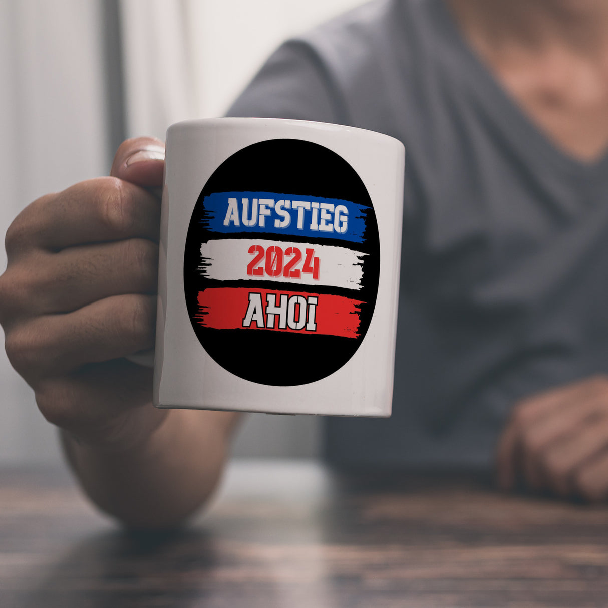 Kiel Aufstieg 2024 Kaffeebecher mit Spruch Ahoi