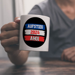 Kiel Aufstieg 2024 Kaffeebecher mit Spruch Ahoi