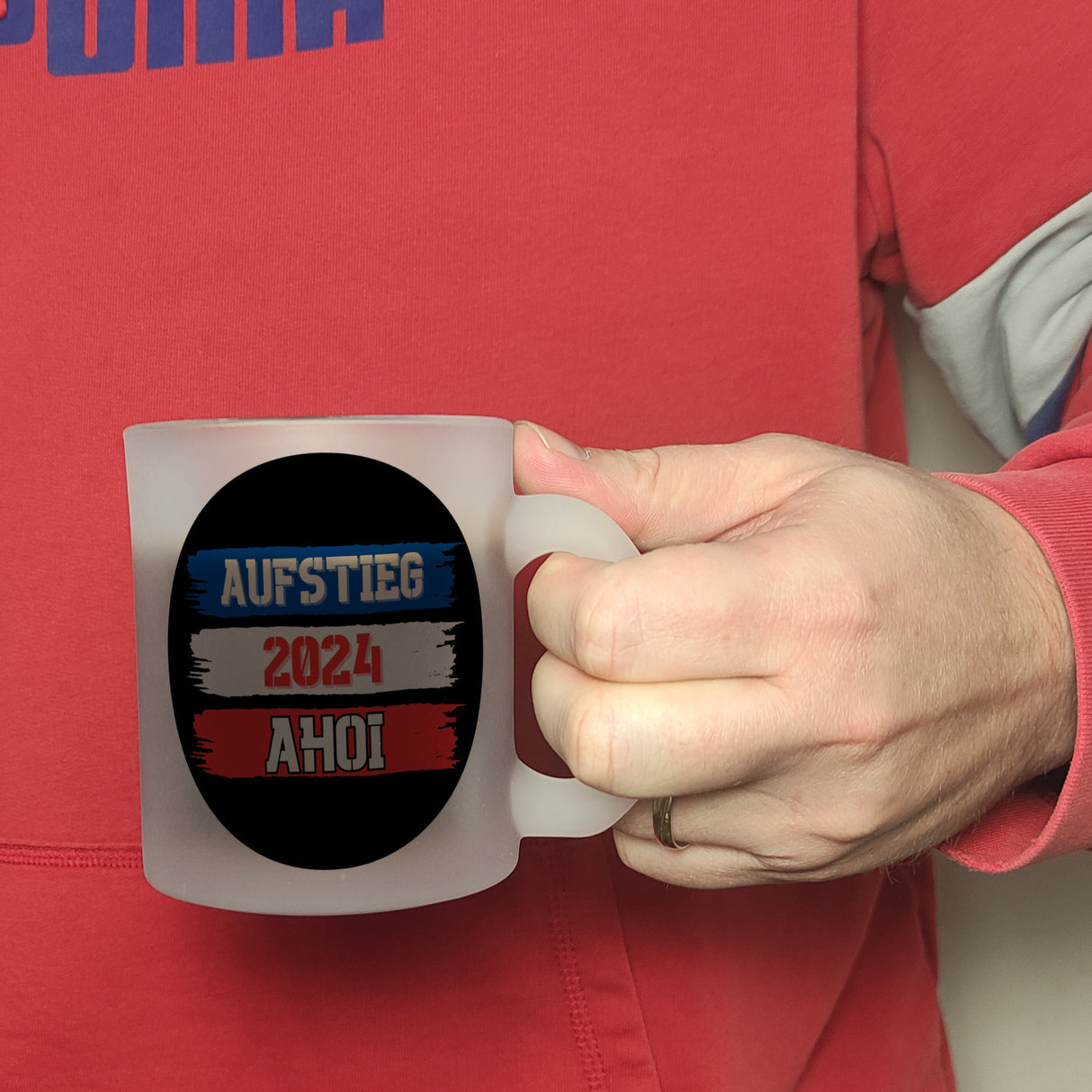 Kiel Aufstieg 2024 Kaffeebecher mit Spruch Ahoi
