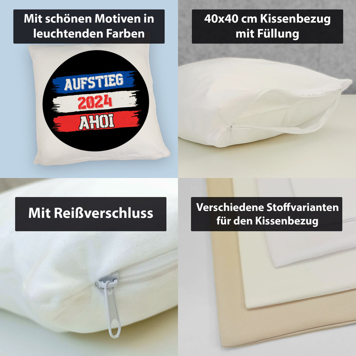 Kiel Aufstieg 2024 Kissen mit Spruch Ahoi