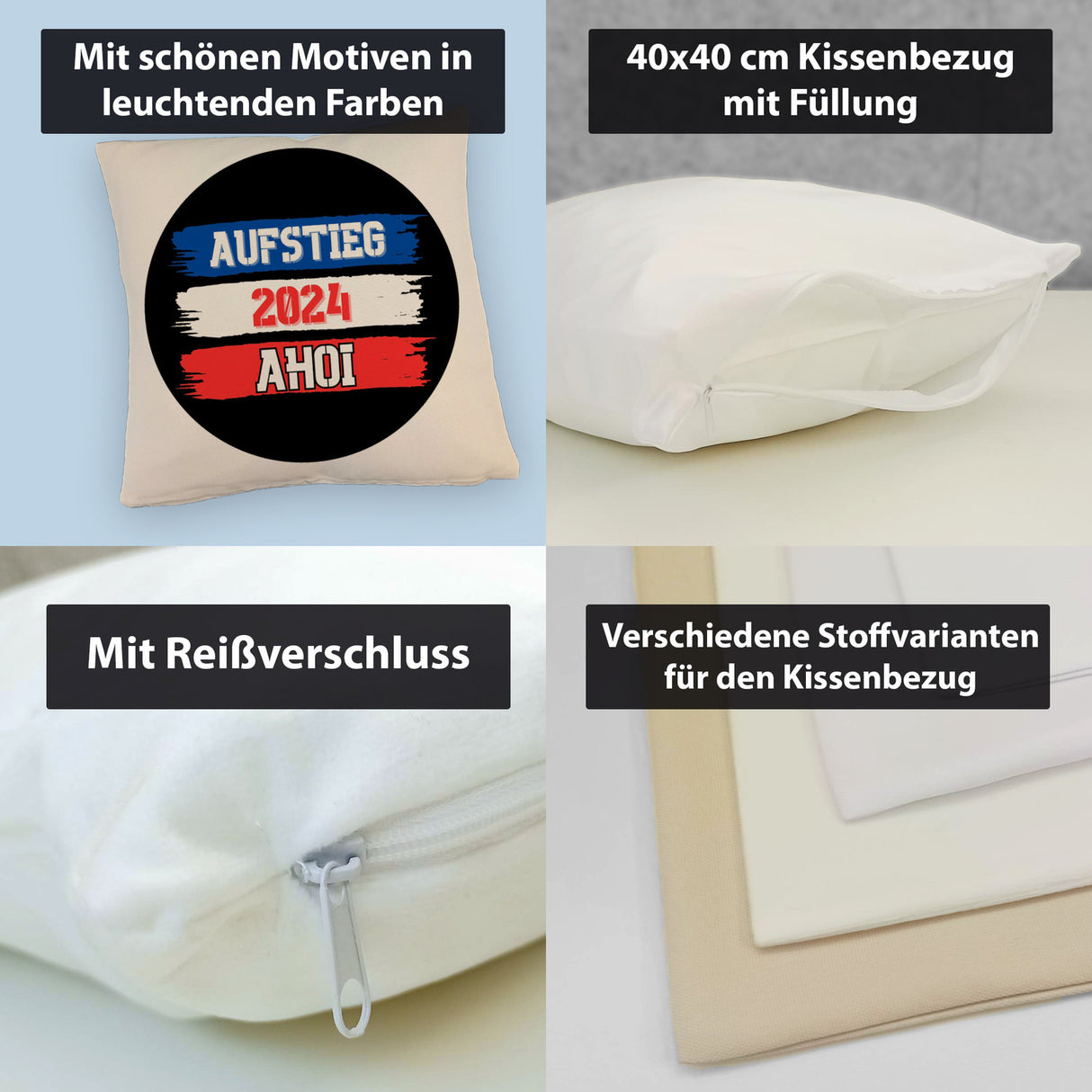 Kiel Aufstieg 2024 Kissen mit Spruch Ahoi