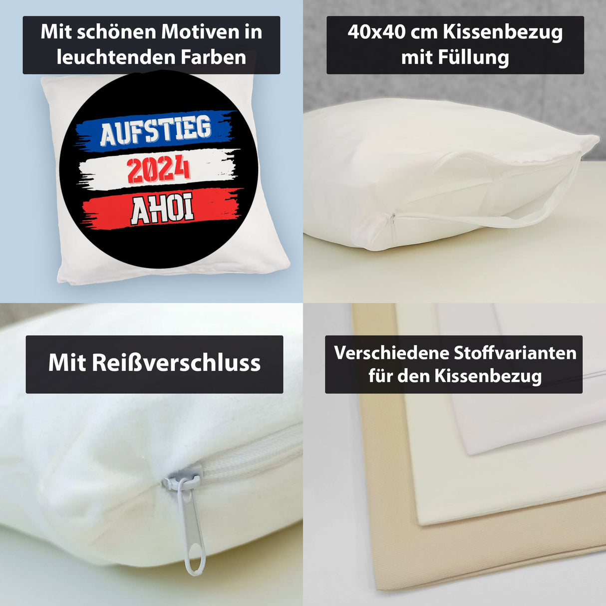 Kiel Aufstieg 2024 Kissen mit Spruch Ahoi