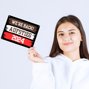 St. Pauli Aufstieg 2024 Metallschild in 15x20 cm mit Spruch We're back