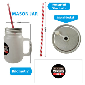 St. Pauli Aufstieg 2024 Trinkglas mit Bambusdeckel mit Spruch We're back