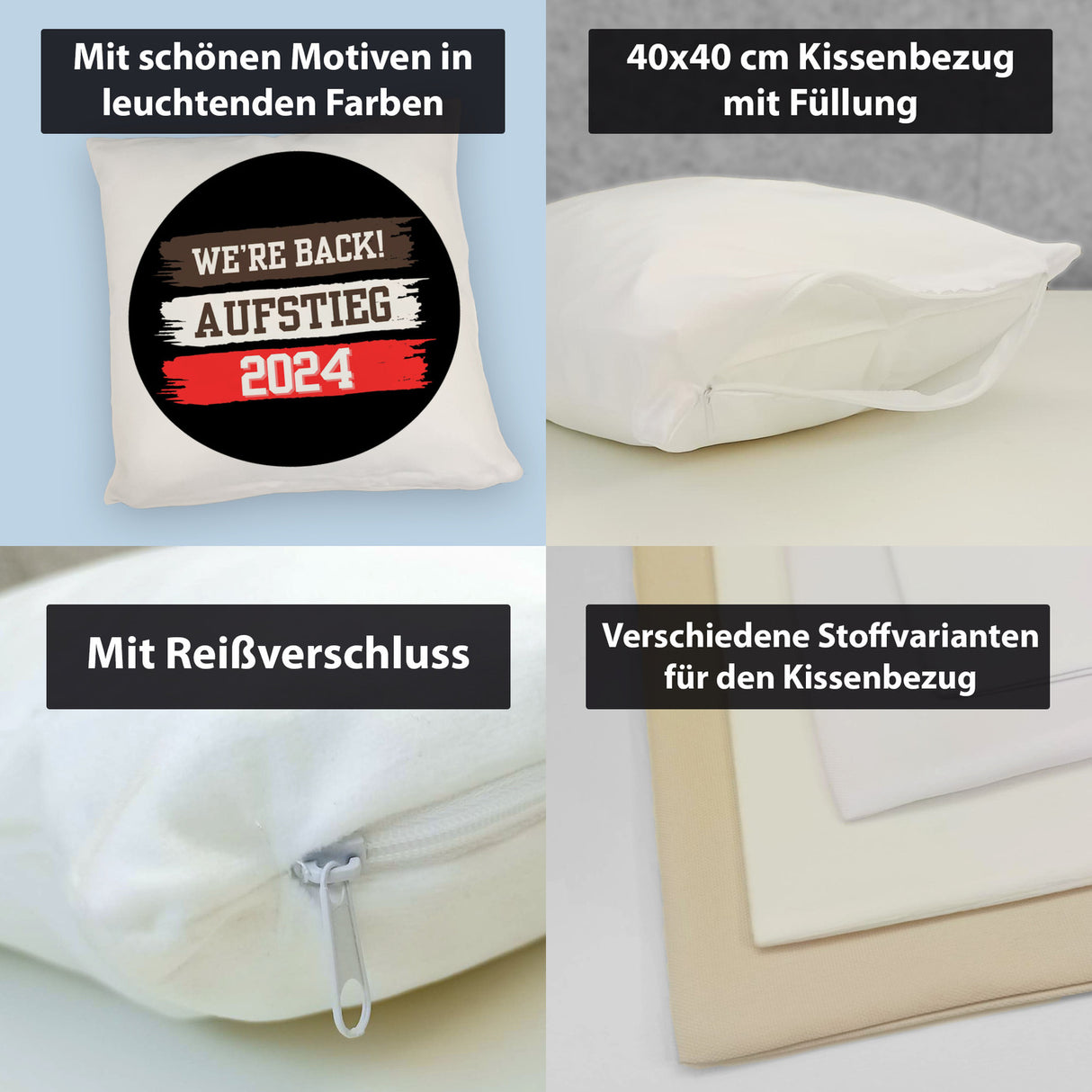 St. Pauli Aufstieg 2024 Kissen mit Spruch We're back