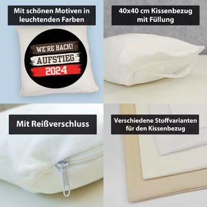 St. Pauli Aufstieg 2024 Kissen mit Spruch We're back