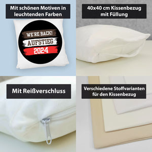 St. Pauli Aufstieg 2024 Kissen mit Spruch We're back