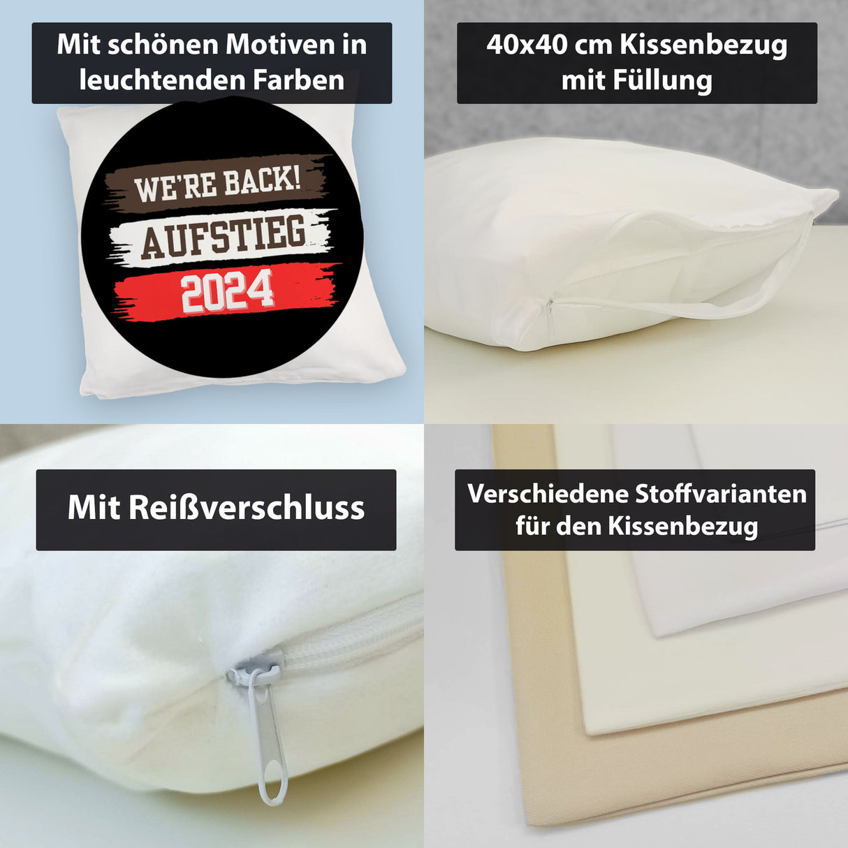 St. Pauli Aufstieg 2024 Kissen mit Spruch We're back