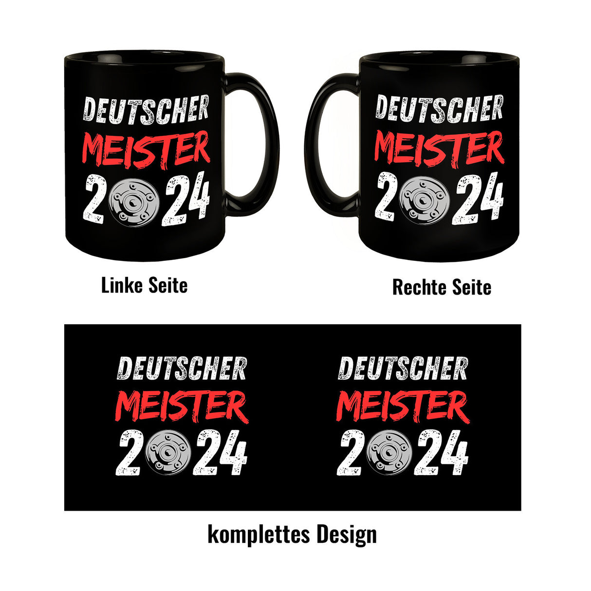 Leverkusen Meisterschale Tasse in Schwarz mit Spruch Deutscher Meister 2024