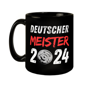 Leverkusen Meisterschale Tasse in Schwarz mit Spruch Deutscher Meister 2024